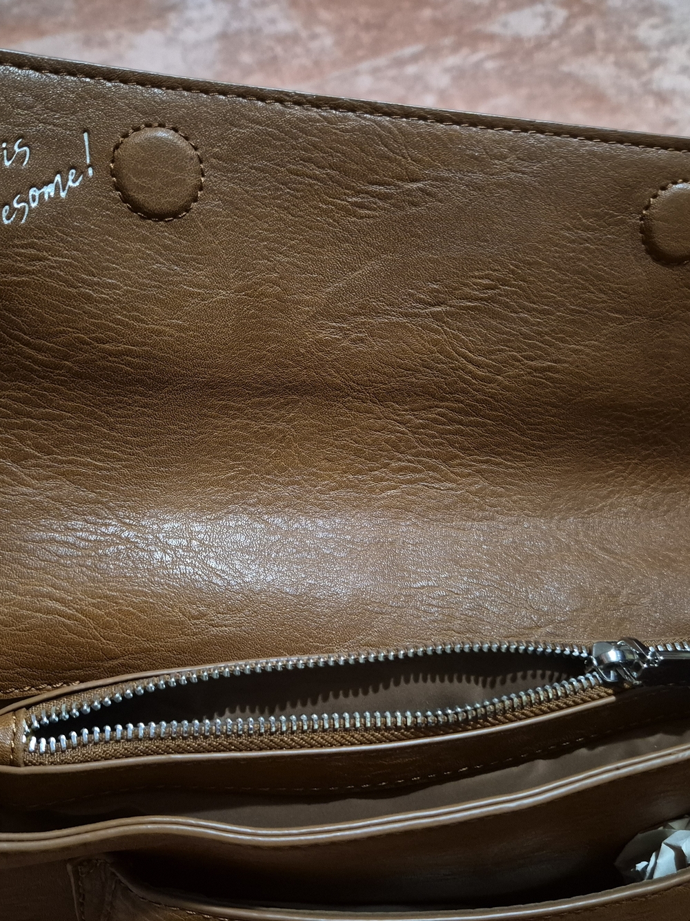 Desigual Brown Embossed Faux-Leather Crossbody Bag - Picture 8 of 14